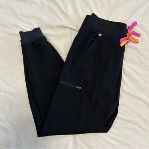 Figs Black Jogger Pants with Pink and Orange Accents